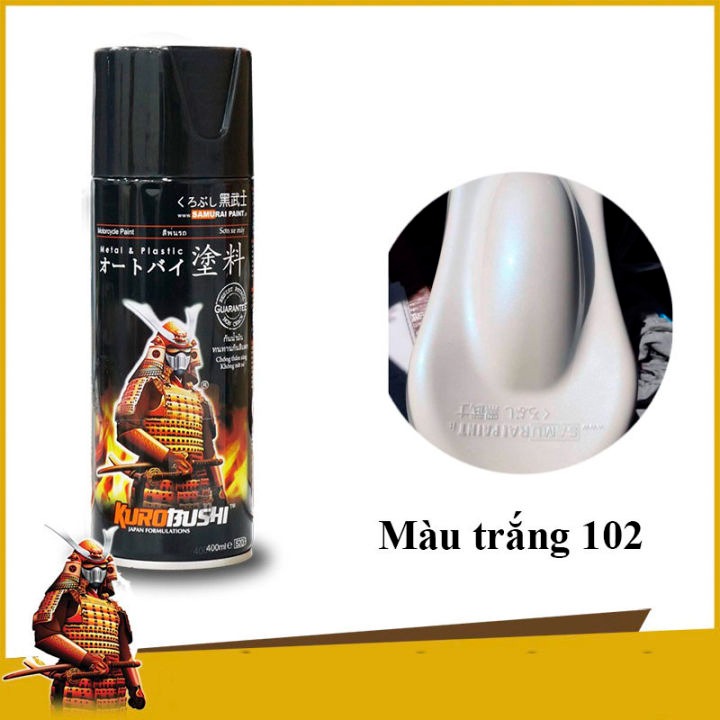 Sơn xịt SAMURAI Kurobushi - MÀU TRẮNG 102 (400ml) chuyên dùng cho xe máy