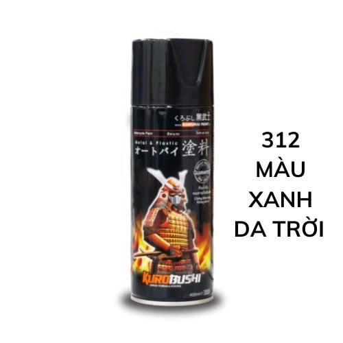 Sơn xịt Samurai Kurobushi - Màu XANH DA TRỜI 312 (400ml) chuyên dùng cho xe máy