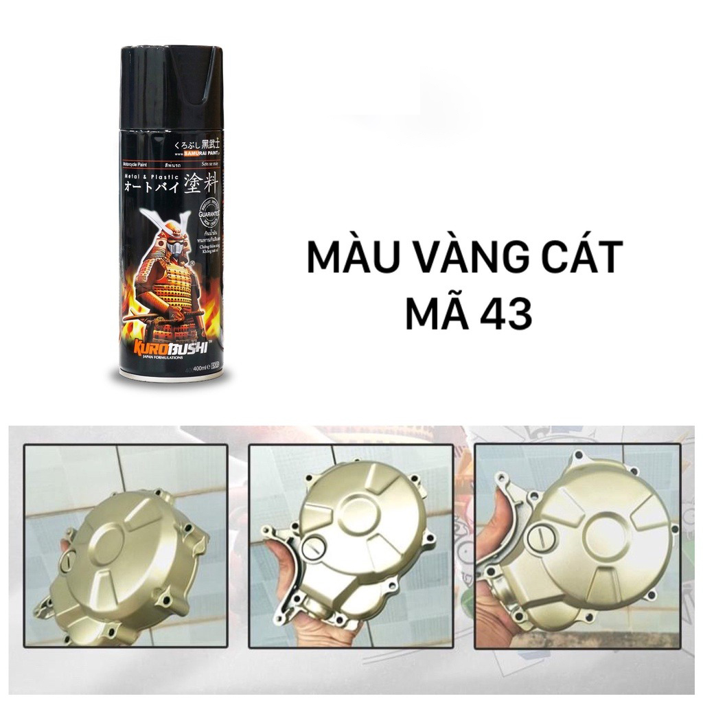 Sơn xịt Samurai Kurobushi - Màu VÀNG CÁT 43 (400 ml) chuyên dùng cho xe máy