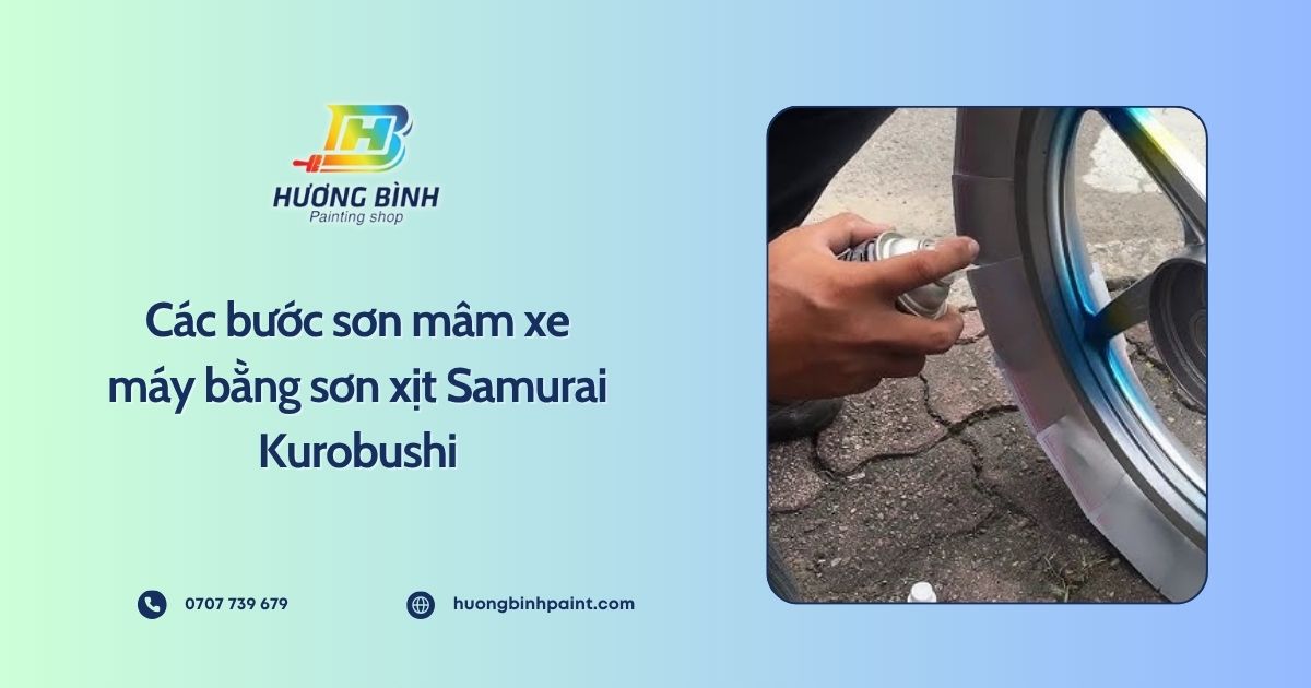 Các bước sơn mâm xe máy bằng sơn xịt Samurai Kurobushi