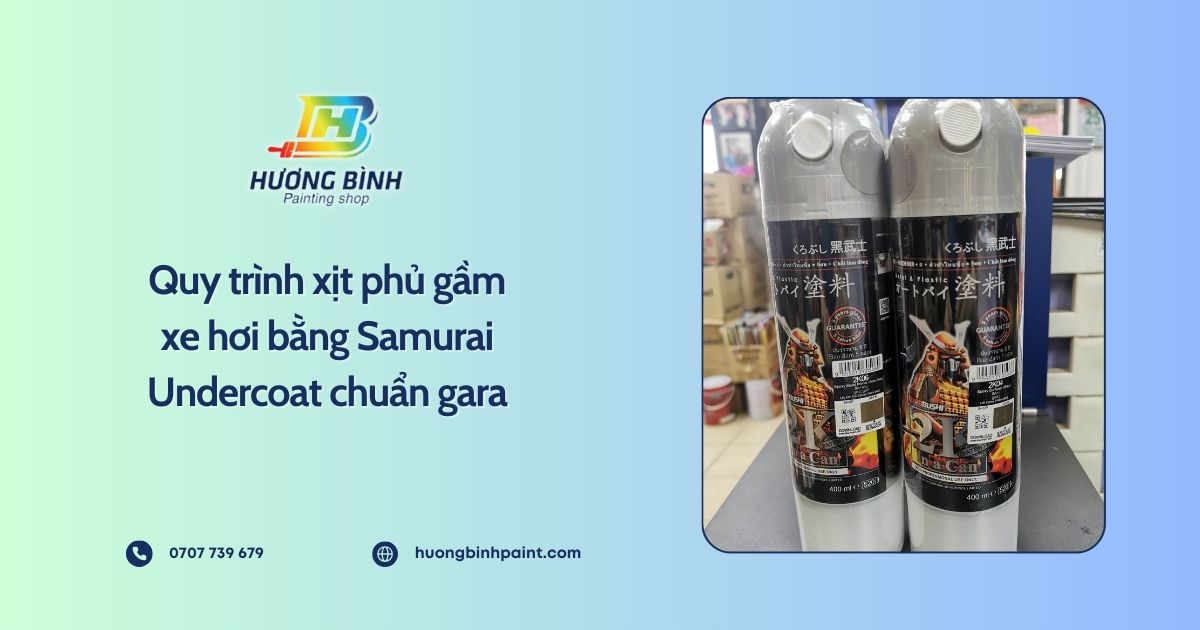 Quy trình xịt phủ gầm xe hơi bằng Samurai Undercoat chuẩn gara